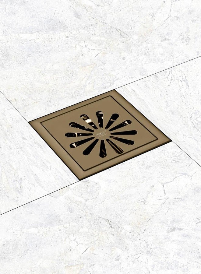 SANJAY CHILLY مصيدة صراصير أرضية مربعة من الفولاذ المقاوم للصدأ من سانجاي تشيلي، مجموعة ألوان، غطاء تصريف مياه حوض المطبخ من الدرجة 304، حماية من الحشرات والثعابين (برونز مصقول 5 × 5 بوصة) - Image 2